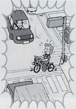 危険な自転車の乗り方をする人のイラスト